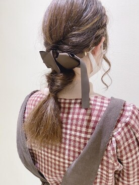 「ヘアアクセ」｜「アイテム（ワンピース/ドレス）」を使った、マジェスティックレゴンルミネ大宮店スタッフさん（レディース・159cm）の秋コーディネート