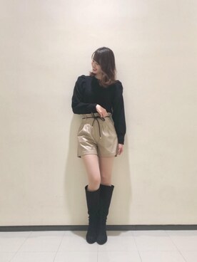 「パワショルニット」｜マジェスティックレゴンルミネ大宮店スタッフさん（レディース・168cm）の秋コーディネート