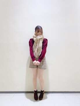 「パワショルニット」｜マジェスティックレゴンルミネ大宮店スタッフさん（レディース・159cm）の秋コーディネート