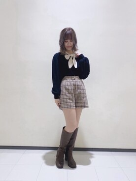 「ステッチ」｜「アイテム（その他アウター）」を使った、マジェスティックレゴンルミネ大宮店スタッフさん（レディース・158cm）の秋コーディネート