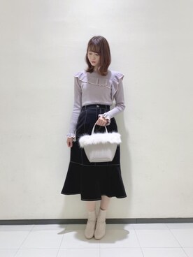 「ステッチ」｜「アイテム（その他アウター）」を使った、マジェスティックレゴンルミネ大宮店スタッフさん（レディース・168cm）の冬コーディネート
