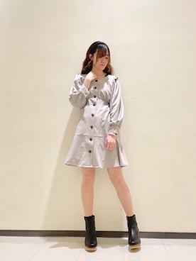 「マーメイドワンピ」｜マジェスティックレゴンルミネ大宮店スタッフさん（レディース・159cm）の冬コーディネート
