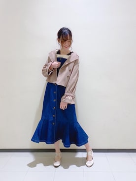 「マーメイド」｜「アイテム（トレンチコート）」を使った、マジェスティックレゴンルミネ大宮店スタッフさん（レディース・159cm）の冬コーディネート