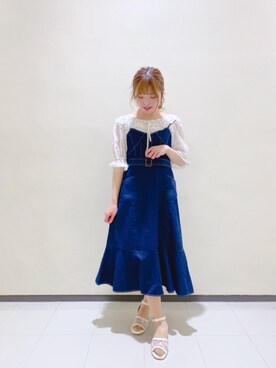 「マーメイドワンピ」｜マジェスティックレゴンルミネ大宮店スタッフさん（レディース・158cm）の春コーディネート