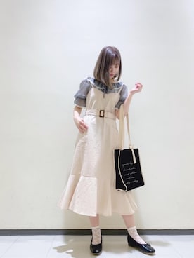 「マーメイドワンピ」｜マジェスティックレゴンルミネ大宮店スタッフさん（レディース・158cm）の春コーディネート