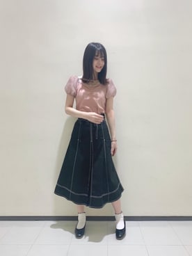 「Aラインスカート」｜「アイテム（バレエシューズ）」を使った、マジェスティックレゴンルミネ大宮店スタッフさん（レディース・163cm）の夏コーディネート