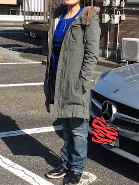 「DIESEL（ディーゼル）のアイテム（モッズコート）」を使った、ふなさん（レディース・160cm）の冬コーディネート