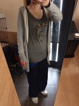 「stud.（スタッド）のアイテム（パーカー）」を使った、ふなさん（レディース・160cm）の春コーディネート