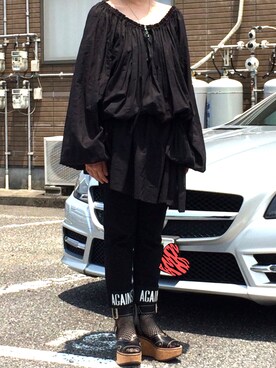 「ADDICT NOIR（アディクトノアー）のアイテム（チュニック）」を使った、ふなさん（レディース・160cm）の夏コーディネート