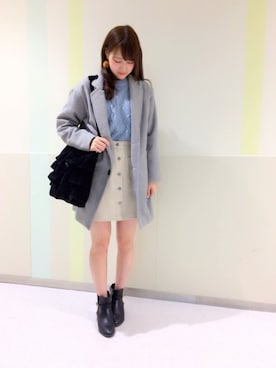 「フリルトート」｜S h i i ＊°さん（レディース・163cm）の冬コーディネート