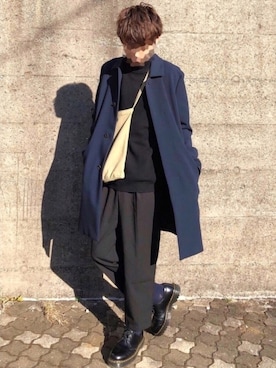 「アイテム（ステンカラーコート）」を使った、iNO.さん（メンズ・175cm・20代）の秋コーディネート