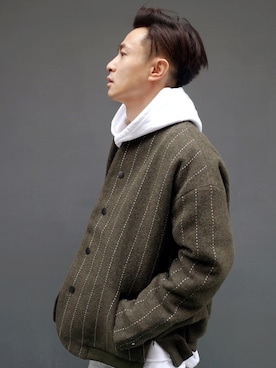 「TAIPEI」｜「アイテム（スタジャン）」を使った、AHOMさん（メンズ・175cm）の冬コーディネート