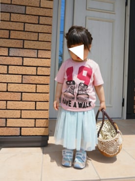 「no brand（ノーブランド）のアイテム（かごバッグ）」を使った、＊えみたんママ＊さん（キッズ・90cm）の春コーディネート