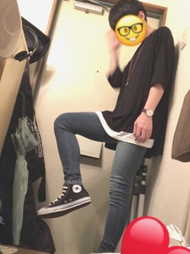 「CONVERSE（コンバース）のCONVERSE (コンバース）　【メンズ・ウイメンズ】オールスターハイ　ALL STAR HI チャックテイラー（スニーカー）」を使った、えふじさん（メンズ・174cm）の夏コーディネート