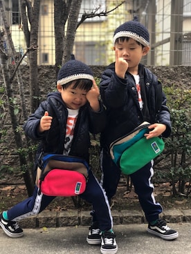 「FILA（フィラ）のアイテム（パンツ）」を使った、sinamonaiさん（キッズ・100cm）の冬コーディネート