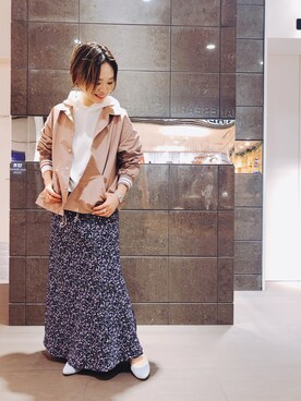 「アイテム（その他アウター、ピンク系）」を使った、nakamuさん（レディース・160cm）の冬コーディネート