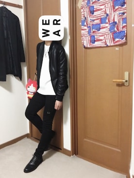 「ダニエルウェリントン」｜「アイテム（ブルゾン）」を使った、ぬぉーーーんさん（メンズ・170cm）の冬コーディネート