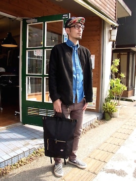 「no brand（ノーブランド）のアイテム（ノーカラージャケット）」を使った、hisashiさん（メンズ・178cm）の冬コーディネート