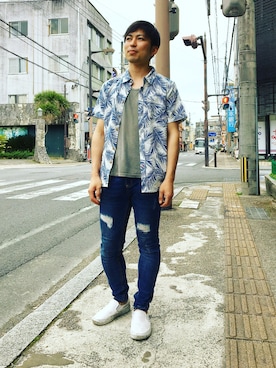 「HALHAM（ハルハム）のアイテム（トップス）」を使った、hisashiさん（メンズ・163cm）の春コーディネート