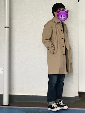 「URBAN RESEARCH Sonny Label（アーバンリサーチサニーレーベル）のアイテム（ステンカラーコート）」を使った、ぬさん（メンズ・165cm）の春コーディネート