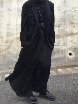 「Yohji Yamamoto POUR HOMME（ヨウジヤマモトプールオム）のアイテム（オールインワン・サロペット）」を使った、o/s.jさん（メンズ・183cm）の春コーディネート