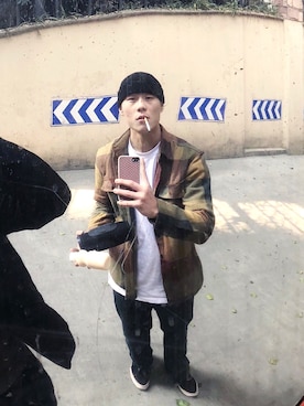 「BRIXTON（ブリクストン）のアイテム（パンツ）」を使った、SillyRocさん（メンズ・175cm）の冬コーディネート