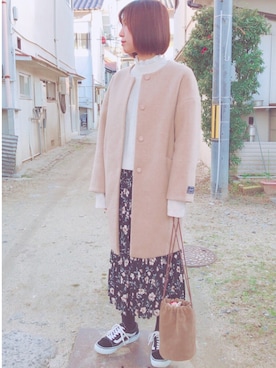 「mysty woman（ミスティウーマン）のアイテム（その他アウター）」を使った、まりるんさん（レディース・163cm）の冬コーディネート