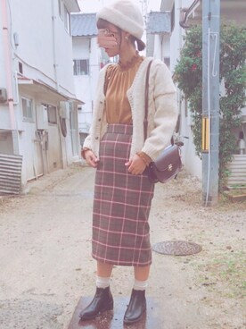 「PAR ICI（パーリッシィ）のアイテム（帽子）」を使った、まりるんさん（レディース・163cm）の秋コーディネート