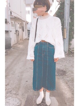 「ADAM ET ROPE'（アダムエロペ）のラウンドクロスボディーバッグ（ショルダーバッグ）」を使った、まりるんさん（レディース・163cm）の冬コーディネート