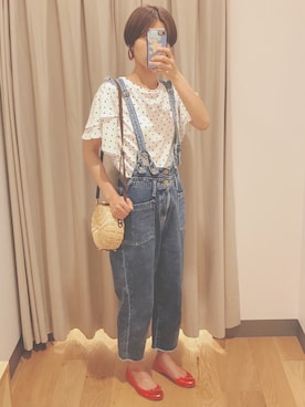 「サークルバッグ」｜「アイテム（オールインワン・サロペット）」を使った、まりるんさん（レディース・163cm）の春コーディネート