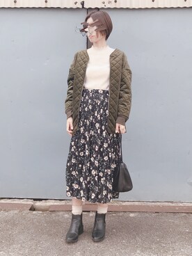 「ラメニット」｜「アイテム（ブルゾン）」を使った、まりるんさん（レディース・163cm）の秋コーディネート