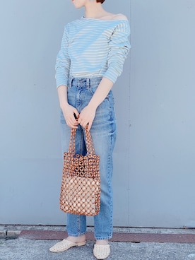 「ハイウエストストレートジーンズ」｜まりるんさん（レディース・163cm）の春コーディネート