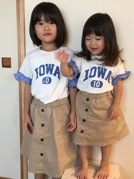 「アイテム（スカート）」を使った、kanakoさん（キッズ・80cm）の秋コーディネート