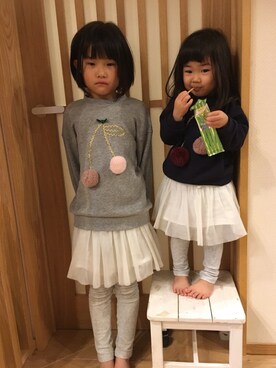 「アイテム（スカート）」を使った、kanakoさん（キッズ・80cm）の冬コーディネート