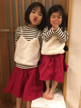 「アイテム（スカート）」を使った、kanakoさん（キッズ・80cm）の冬コーディネート