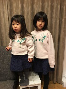 「アイテム（スカート）」を使った、kanakoさん（キッズ・90cm）の冬コーディネート