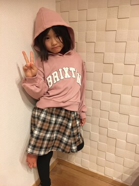 「アイテム（スカート、ブラウン系）」を使った、kanakoさん（キッズ・120cm）の冬コーディネート