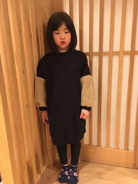 「allolun.（オールオルン）のアイテム（ワンピース/ドレス）」を使った、kanakoさん（キッズ・120cm）の冬コーディネート