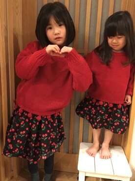「アイテム（スカート）」を使った、kanakoさん（キッズ・80cm）の冬コーディネート