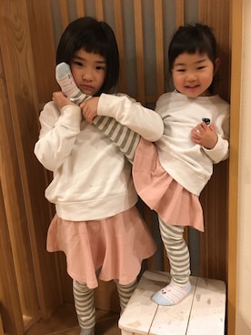 「アイテム（スカート）」を使った、kanakoさん（キッズ・90cm）の春コーディネート