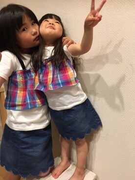 「アイテム（スカート）」を使った、kanakoさん（キッズ・90cm）の春コーディネート