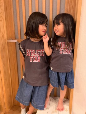 「アイテム（スカート）」を使った、kanakoさん（キッズ・74cm）の夏コーディネート