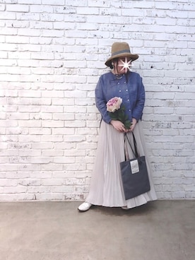 「ダブルボタン」｜「アイテム（帽子）」を使った、koba*rukaさん（レディース・159cm）の春コーディネート