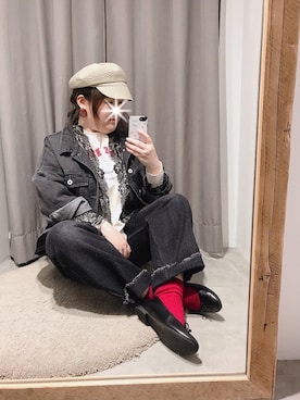 「MEDE19F（メデジュウキュウ）のアイテム（デニムジャケット）」を使った、koba*rukaさん（レディース・159cm）の春コーディネート