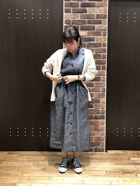 「NOMBRE IMPAIR（ノンブルアンペール）のアイテム（シャツワンピース）」を使った、nakayama.さん（レディース・156cm）の春コーディネート