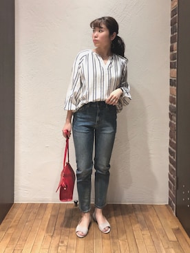 「赤バッグ」｜nakayama.さん（レディース・156cm）の春コーディネート