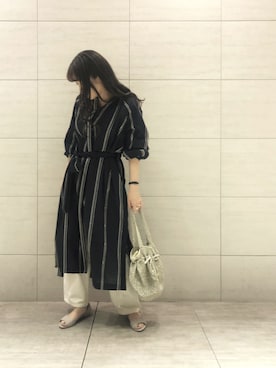 「NOMBRE IMPAIR（ノンブルアンペール）のアイテム（シャツワンピース）」を使った、nakayama.さん（レディース・156cm）の春コーディネート