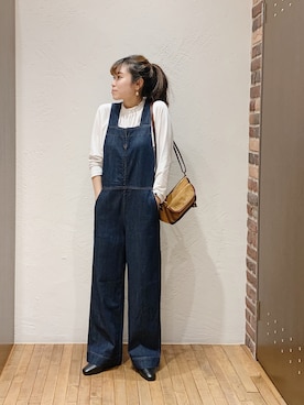 「FIL DE FER（フィルデフェール）のアイテム（オールインワン・サロペット）」を使った、nakayama.さん（レディース・156cm）の秋コーディネート