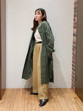 「NOMBRE IMPAIR（ノンブルアンペール）のアイテム（シャツワンピース）」を使った、nakayama.さん（レディース・156cm）の秋コーディネート