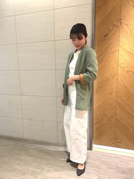 「NOMBRE IMPAIR（ノンブルアンペール）のアイテム（ノーカラージャケット）」を使った、nakayama.さん（レディース・156cm）の冬コーディネート